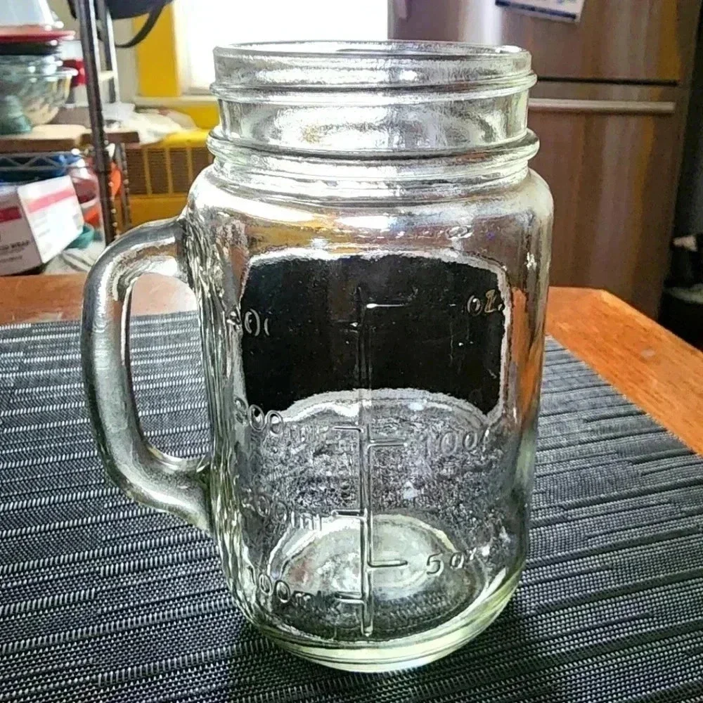 Mason Jar With Handle And A Reusable Chalkboard Label - Picture 2 of 4